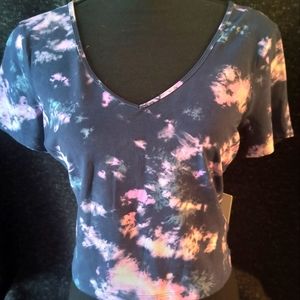 NWT Lululemon Align Tee Tie Dye Multi Butter Soft Slim Fit Crop Length Size 10